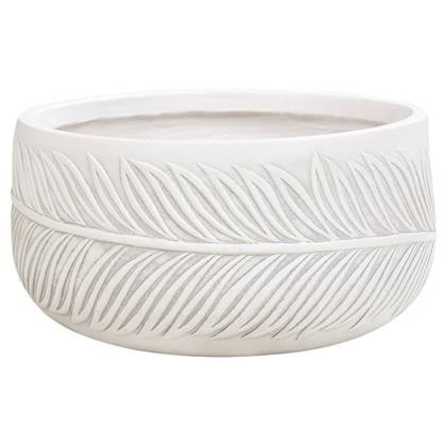 Witte plantenbak met reliëf