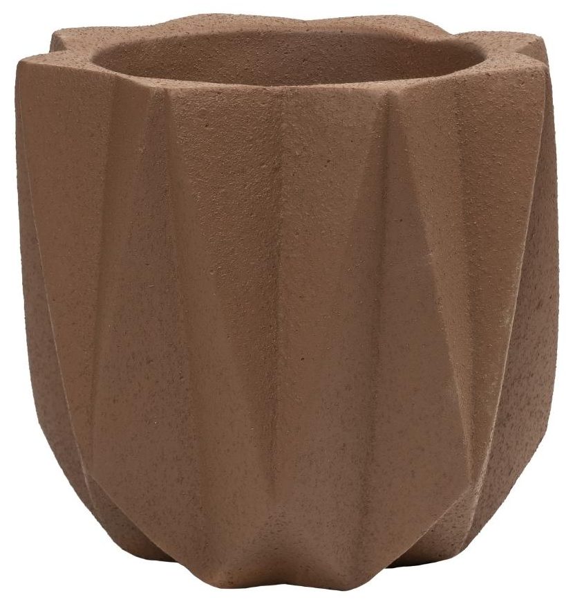 QUVIO Bloempot cement - 15 x 15 x 14 cm - Bruin