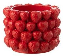 J-Line bloempot Aardbeien - keramiek - rood - large - Ø 25 cm