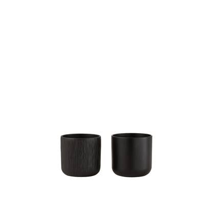 J-Line bloempot Gen - keramiek - zwart - extra small - 2 stuks - Ø 11.5 cm