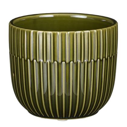 Mica Decorations - Plantenpot - groen - stripes - D11 x H9 cm