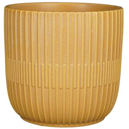 Mica Decorations - Plantenpot - okergeel - stripes - D19 x H18 cm