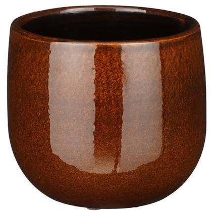Mica Decorations Plantenpot - keramiek - bruin glans - D14|H12 cm
