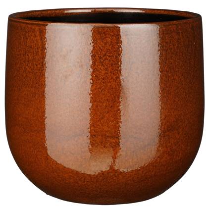 Mica Decorations Plantenpot - keramiek - bruin glans - D29-H20 cm