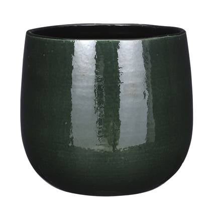 Mica Decorations Plantenpot - keramiek - groen glans - D24|H22 cm