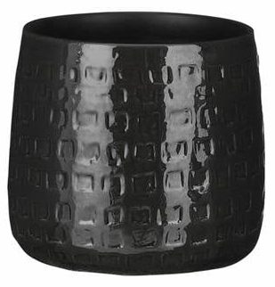 Mica Decorations Plantenpot - keramiek - zwart - 17 x 15 cm