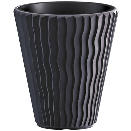 Prosperplast Plantenpot Sand Waves - kunststof - antraciet - D35 cm
