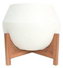 Sissy-Boy Witte plantenpot met houten standaard
