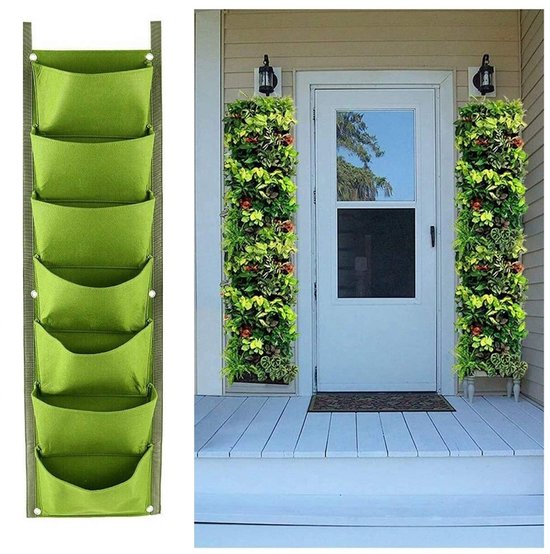 Verticale muurplantenbak 7-vaks – zwart, balkon & tuin