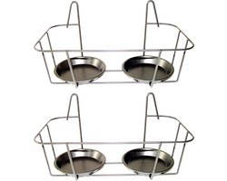 Set van 2 dubbele zilveren muurhangers voor bloempot Ø20 cm