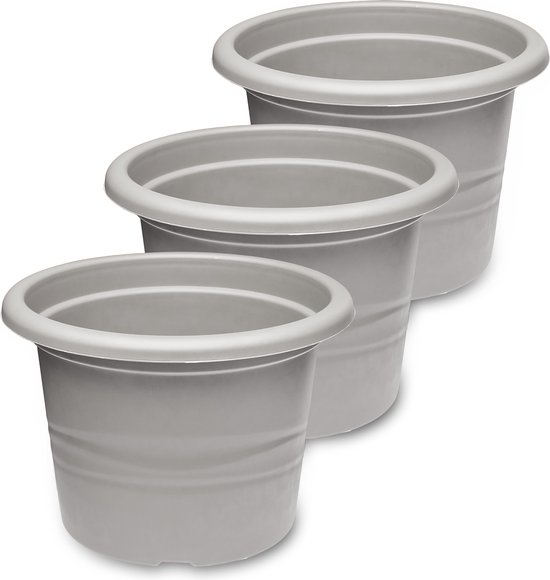 Set van 3 Garronda ronde plantenpotten Ø34×H24 cm grijs