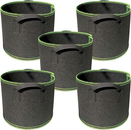 Set van 5 herbruikbare plantenzakken 25x30 cm zwart