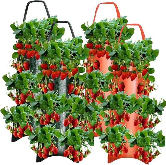 Aardbeien kweekzakken 4 stuks | Verticale tuin, ademend