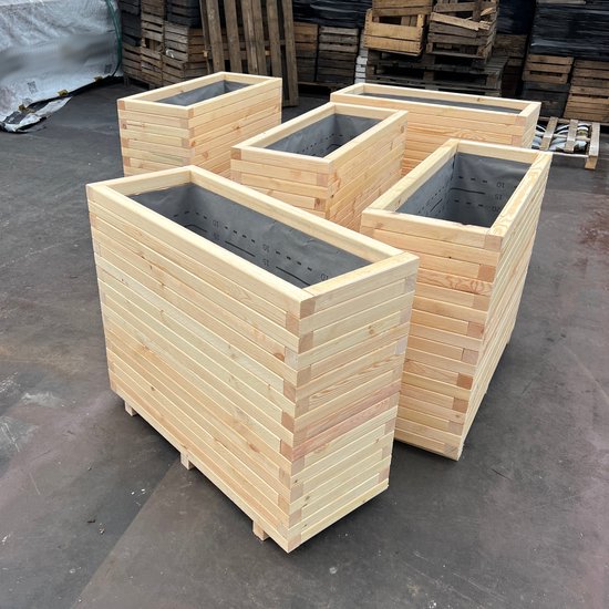 AMISHOUT Hoge houten plantenbak 100x40x72 cm Naturel buiten