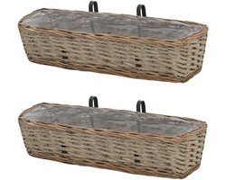 Rieten Balkonbak 60 cm - Set van 2 met PE-voering