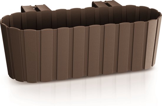 Balkonbloembak kunststof 38 cm rechthoekig met haken - bruin