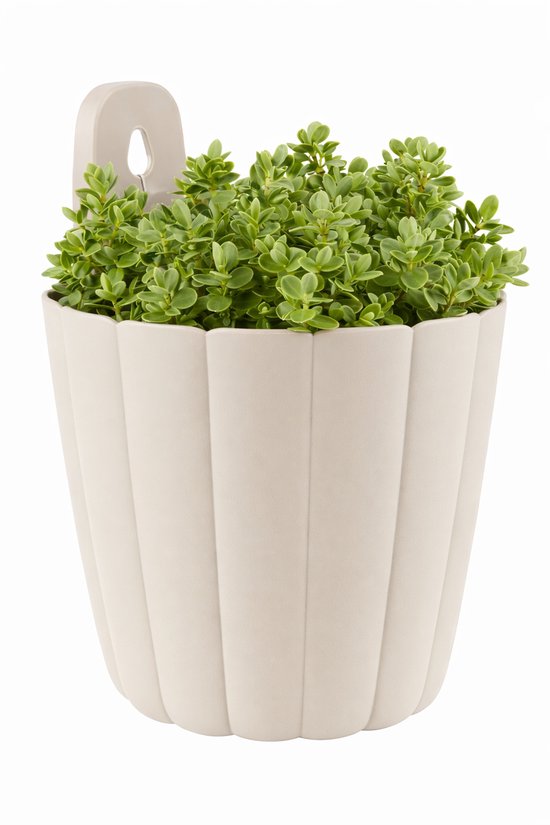 Beige Wandbloempot Ø16×21 cm – Gerecycled Kunststof