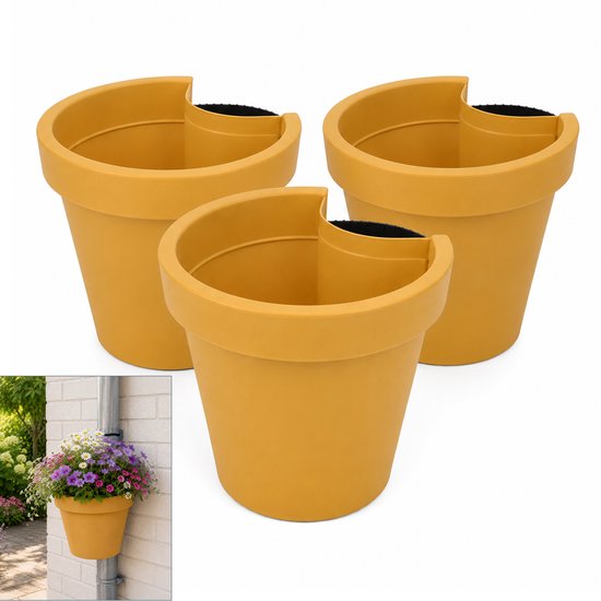 Benza Regenpijp Bloempot Set van 3 – Oker, 90% gerecycled