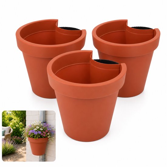 Benza Terracotta Bloempot Set 3 Ø23,5 cm - 90% gerecycled
