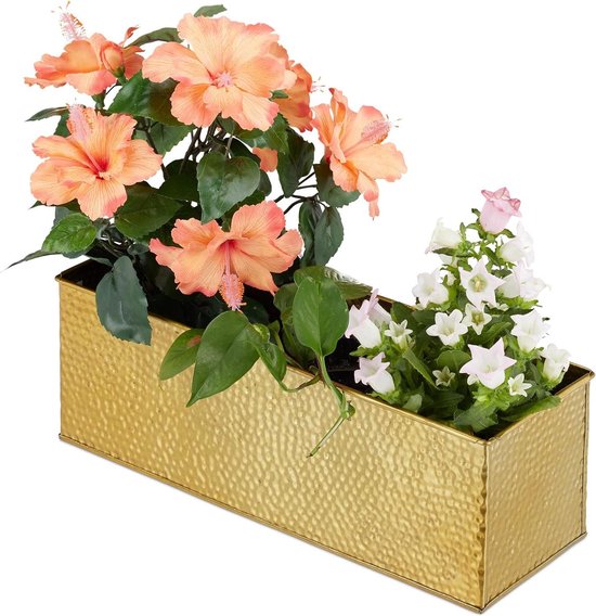Plantenbak langwerpig metaal geel 135x40x125 cm