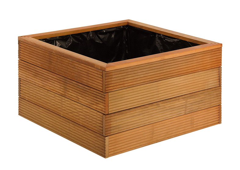Hardhouten bangkirai plantenbak vierkant 90x90x91 cm