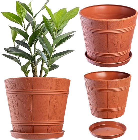 Weerbestendige houtlook bloempot Ø17 cm - terracotta
