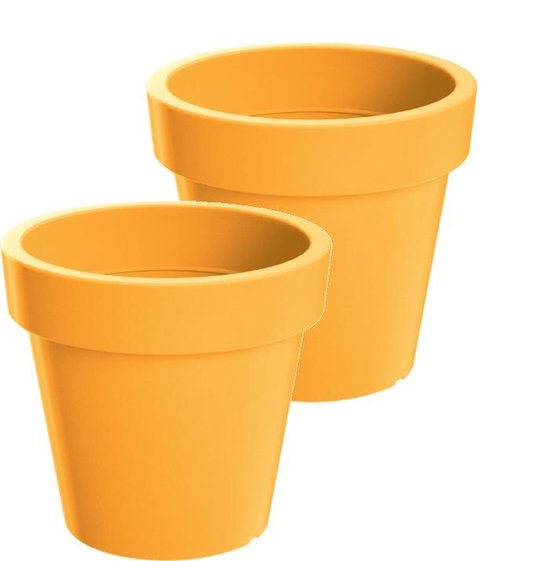 2x Prosperplast ronde bloempot buiten 16 cm - Indiaans geel