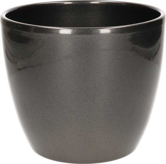 Zilveren keramische bloempot voor binnen H15xØ17,5 cm