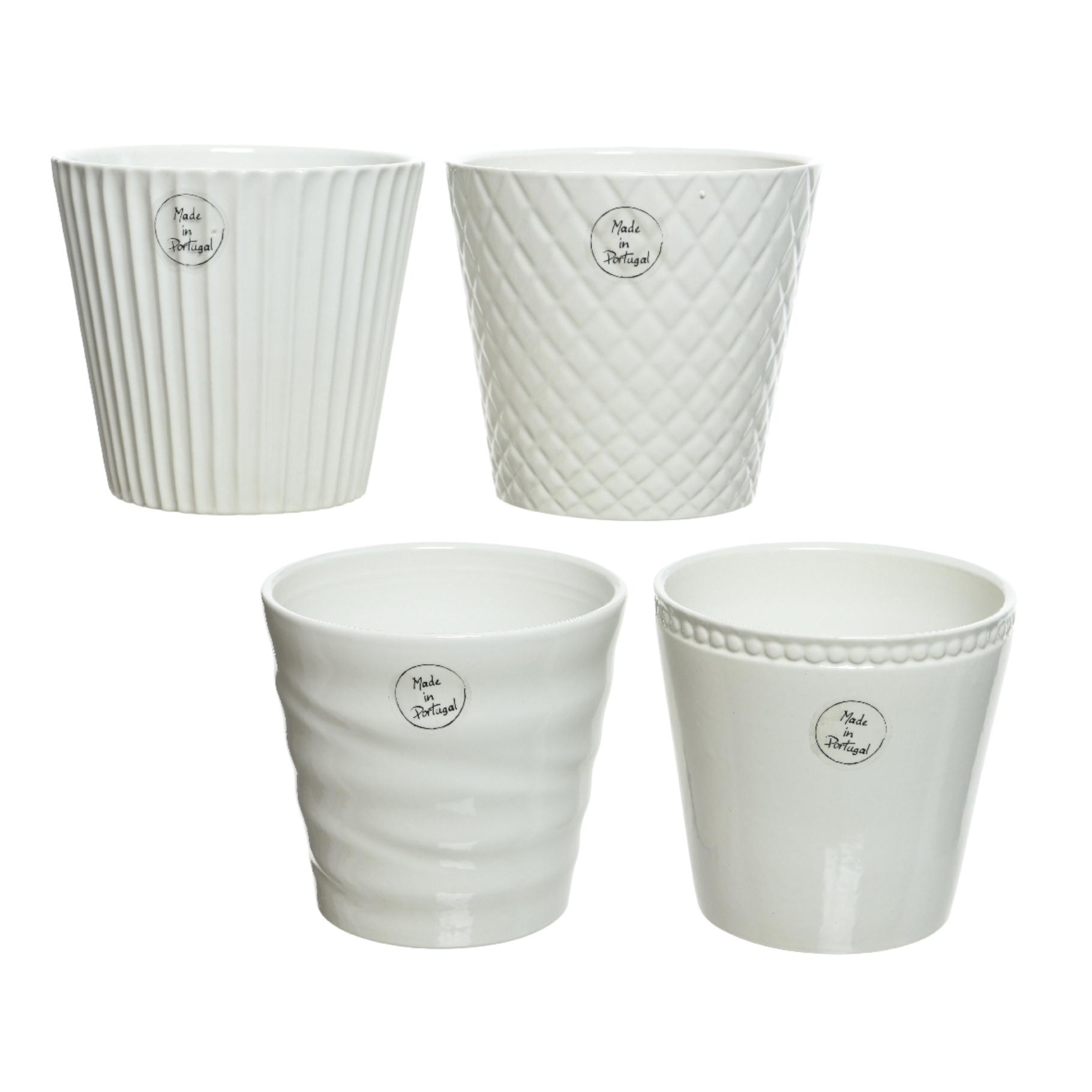Set van 4 keramische bloempotten - assorti kleuren