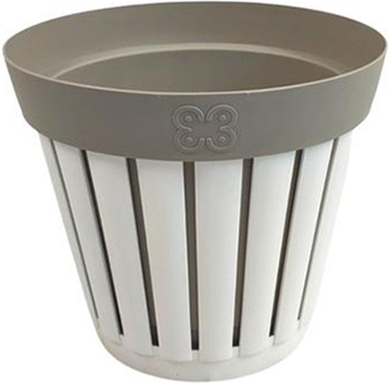 Stijlvolle Bloempot Kreta Ø25 cm - Rond Wit/Taupe (buiten)
