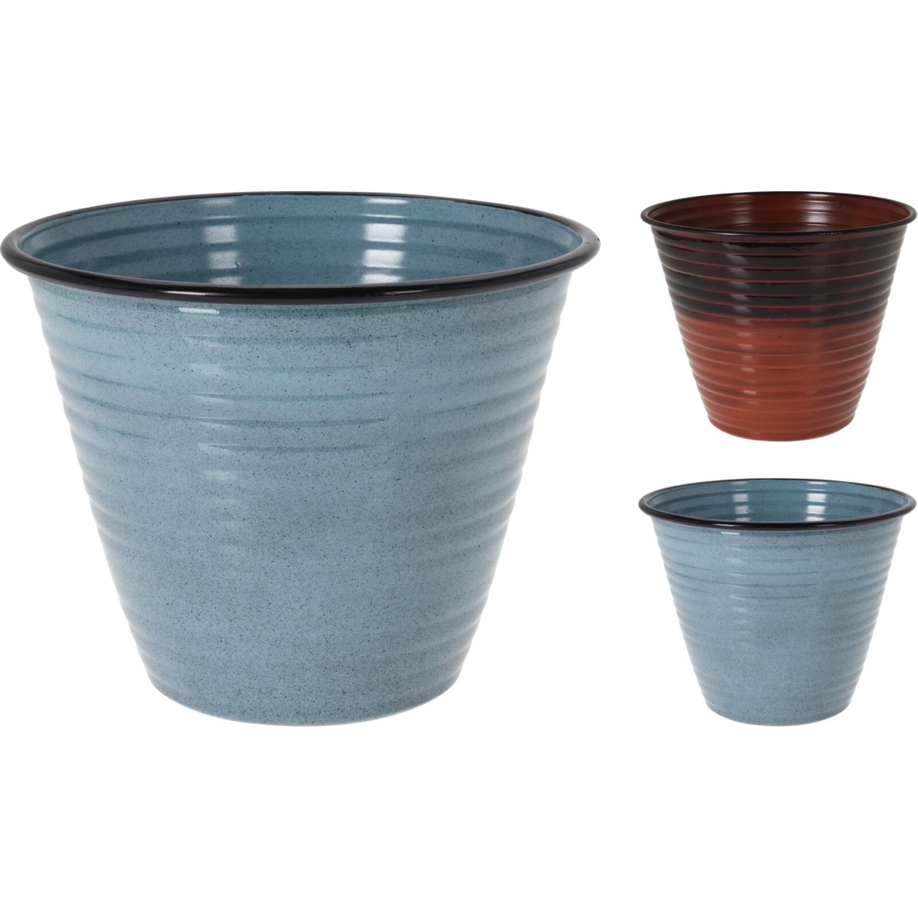 Set metalen bloempotten - 2 assorti kleuren