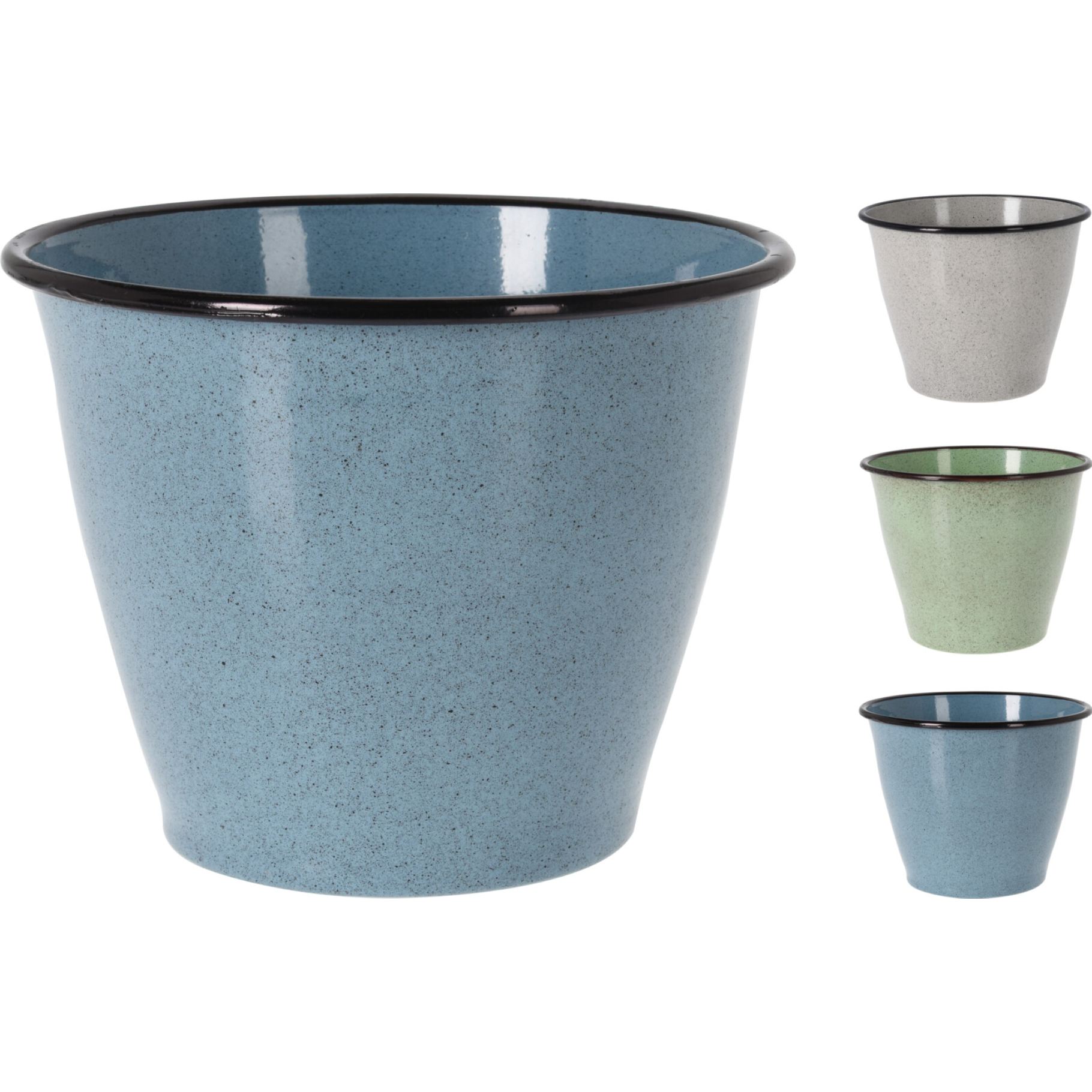 Set van 3 metalen bloempotten - assorti kleuren