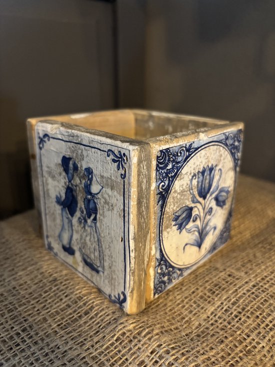 Handgeschilderde Delftsblauwe Bloempot - Oud-Hollands