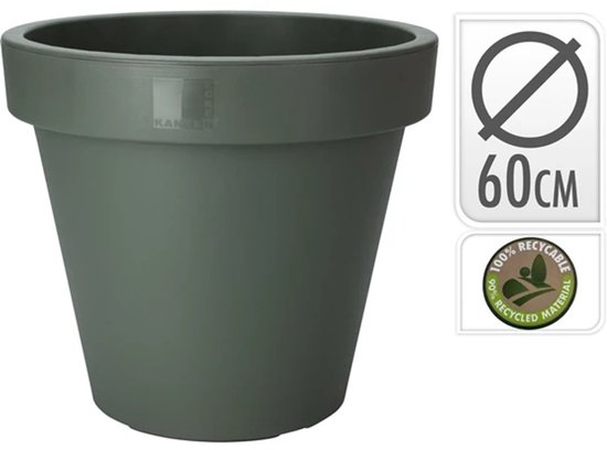 Ronde bloempot 60 cm – groen, gerecycled kunststof