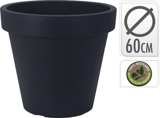 Kunststof Bloempot 60 cm (rond) - Antraciet, Weerbestendig