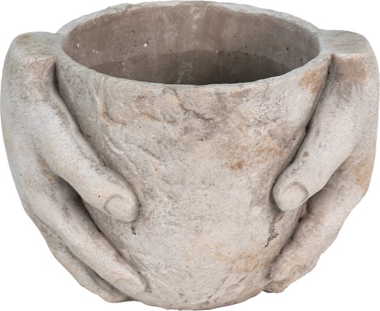 Bloempot Binnen Grijs - Rustiek Handenmotief