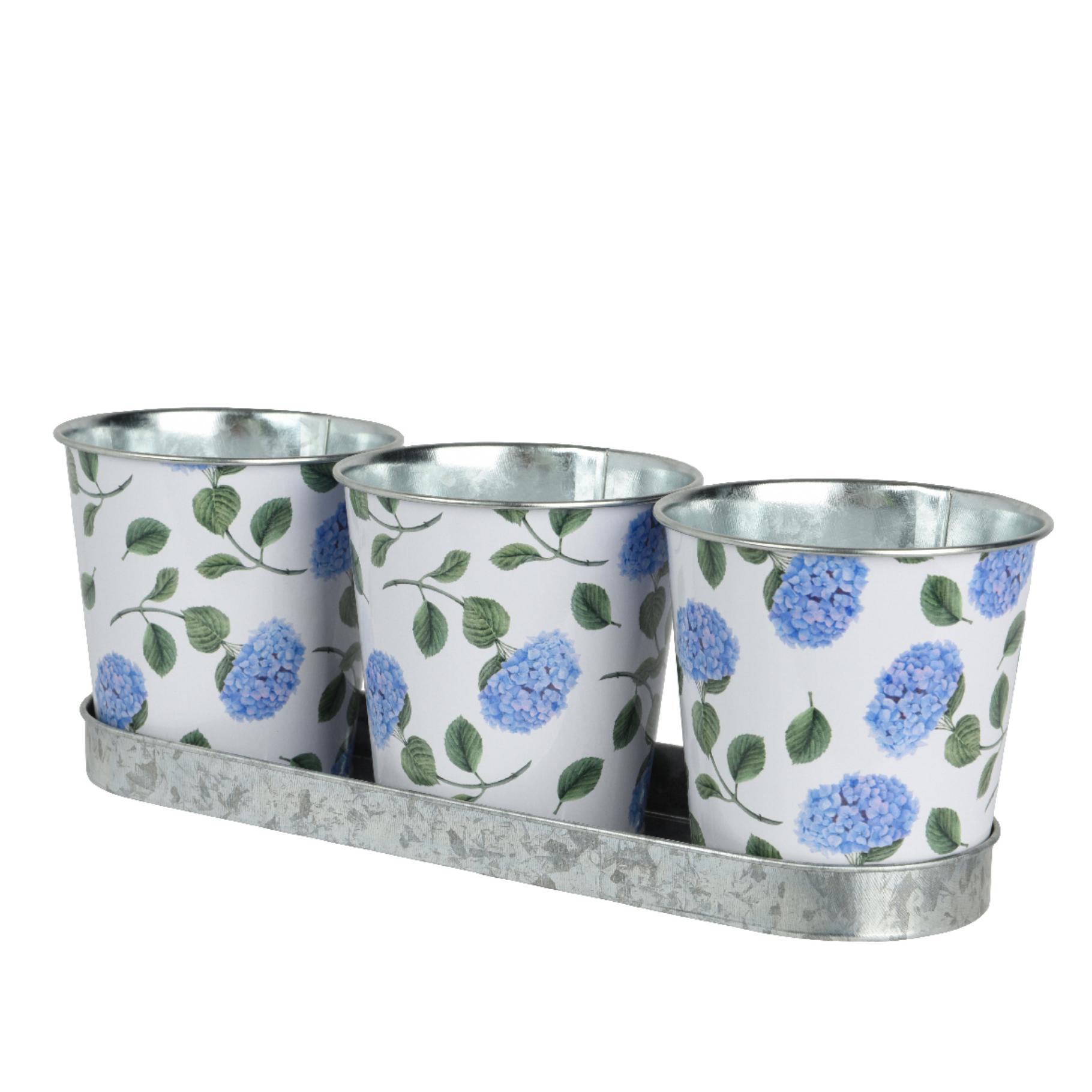 Set van 3 zinken bloempotten 10 cm - tuin & balkon