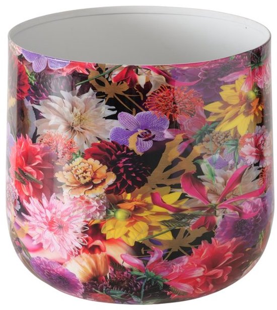 Boltze Bloempot Metaal Paars met Bloemenprint Ø23,5 cm