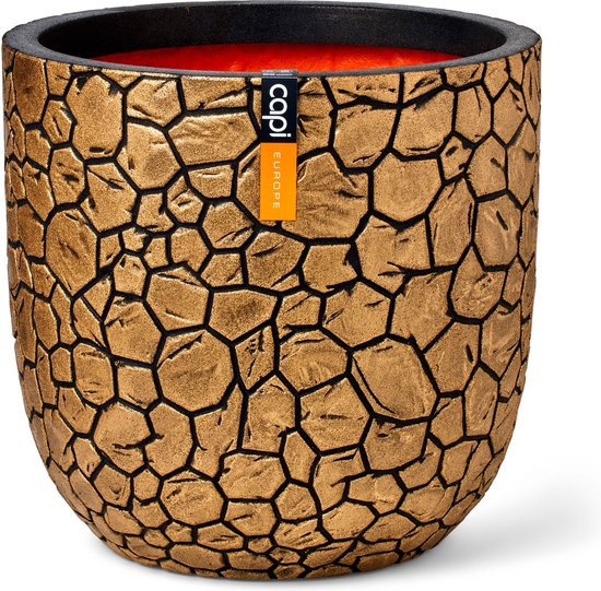 Capi Clay bol bloempot 35×34 cm goud Ø29 binnen/buiten