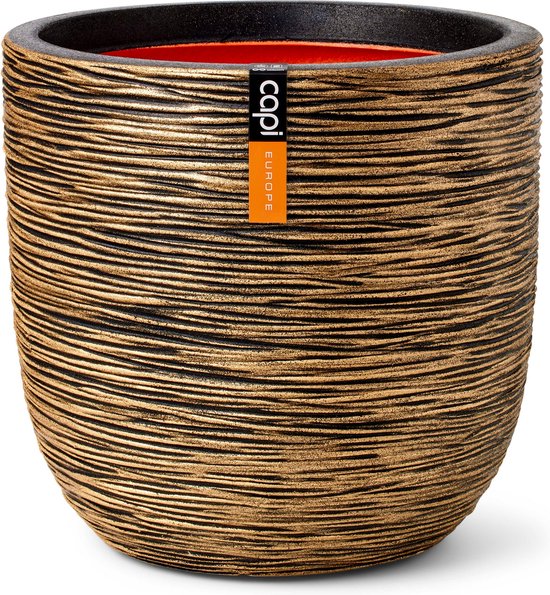 Capi Europe Bol Rib bloempot 35×34 cm Goud - Binnen/Buiten