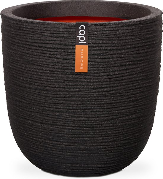 Capi Bol Rib Bloempot 43x41 cm Zwart - Breukbestendig