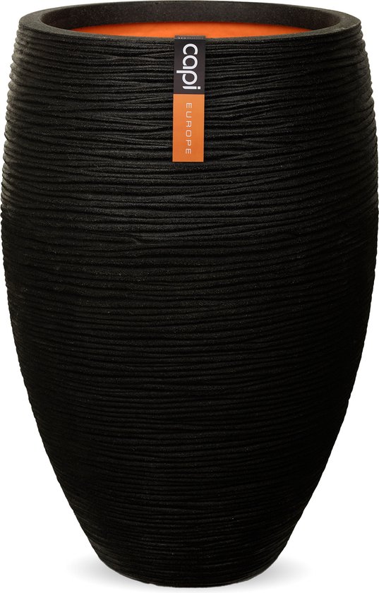 Capi Deluxe Rib Vaas 55×85 cm Zwart Binnen/Buiten