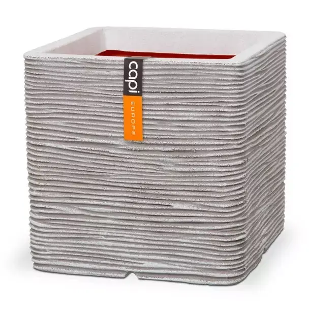 Capi pot vierkant rib - 30 cm ivoor