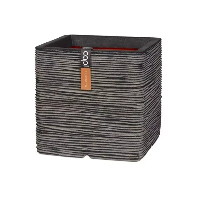 Capi pot vierkant rib - 40 cm antraciet