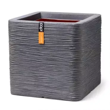 Capi pot vierkant rib - 40 cm donkergrijs