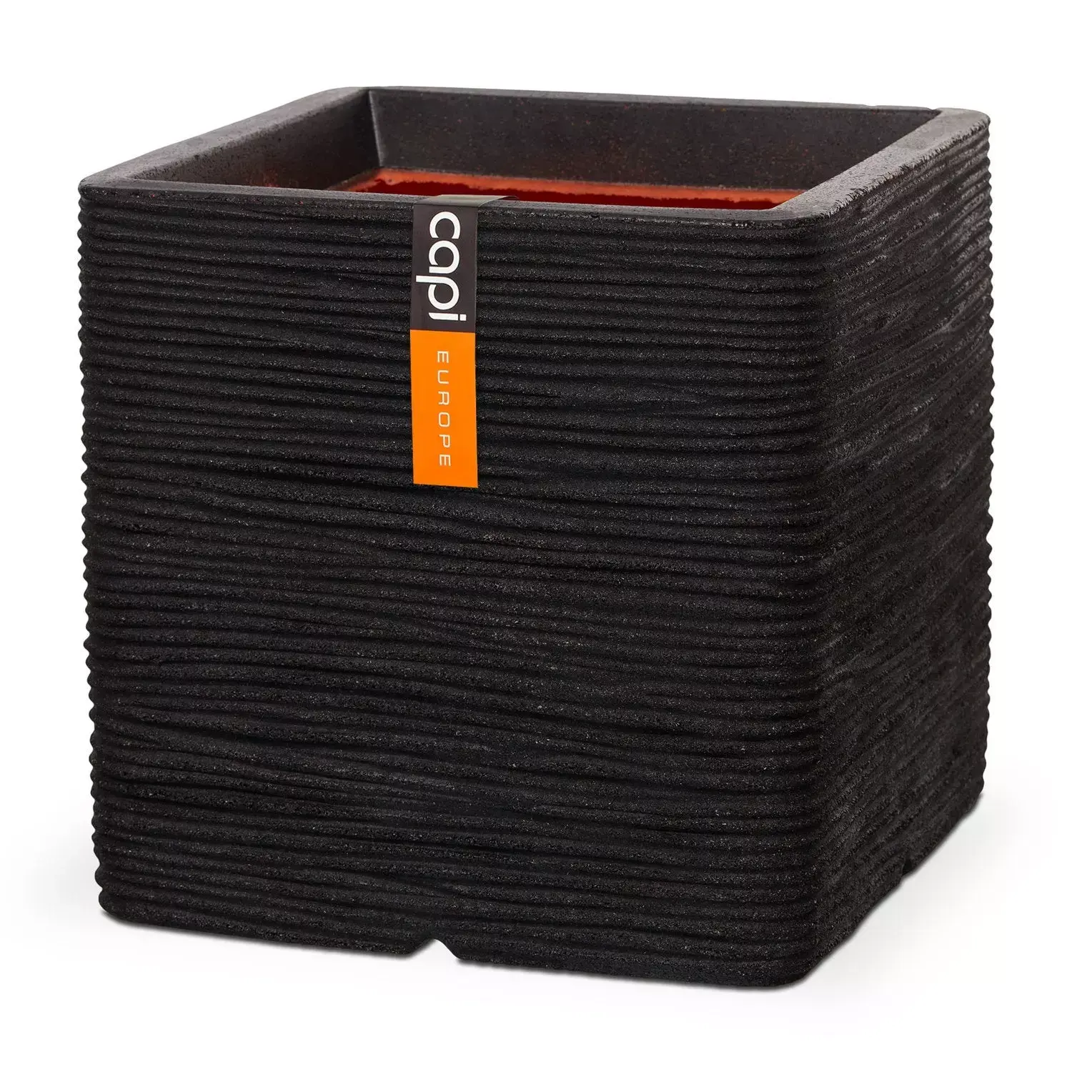 Capi pot vierkant rib - 50 cm zwart
