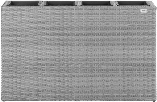 Casaria Polyrattan Plantenbak 95×27×60 cm met afvoer, grijs