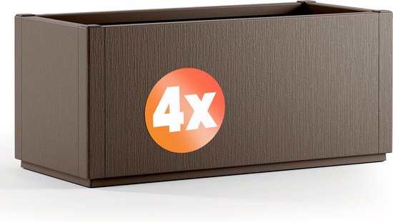 Casaria Set van 4 Plantenbakken 80L Vorstbestendig Bruin