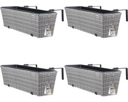 Casaria Polyrattan Balkon Plantenbak Set 4x11L Grijs