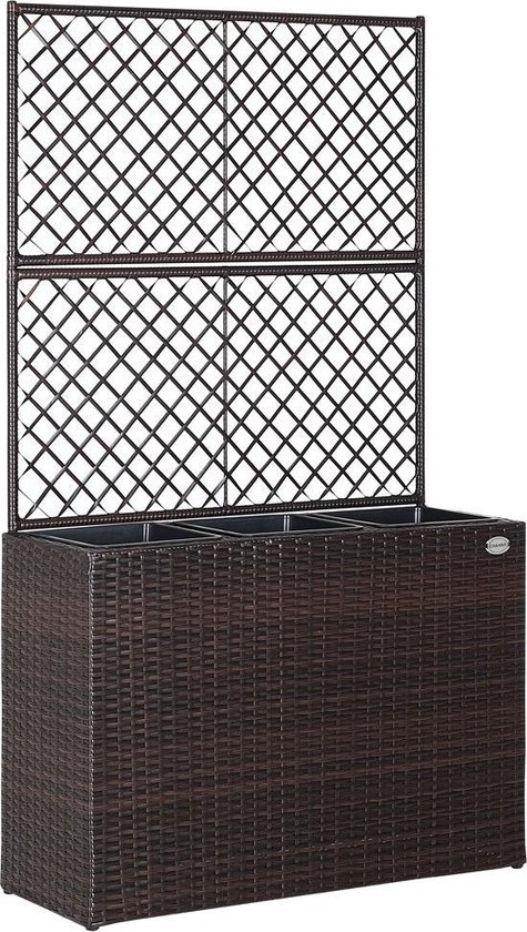 Casaria Polyrattan Plantenbak met Klimrek - 3 Bloembakken